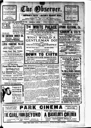 cover page of Pontypridd Observer published on April 26, 1919