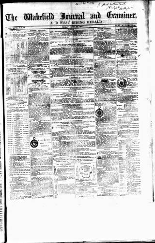 cover page of Wakefield and West Riding Herald published on April 26, 1861