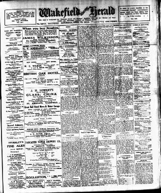 cover page of Wakefield and West Riding Herald published on April 19, 1913