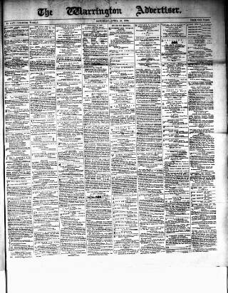 cover page of Warrington Advertiser published on April 19, 1884