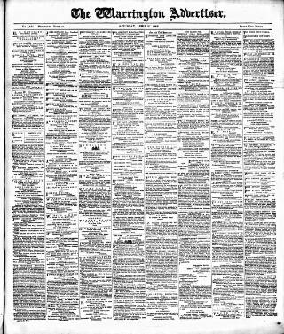 cover page of Warrington Advertiser published on April 27, 1889