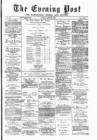 cover page of Warrington Evening Post published on April 28, 1879