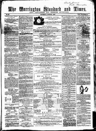 cover page of Warrington Standard and Lancashire and Cheshire Advertiser published on June 25, 1859