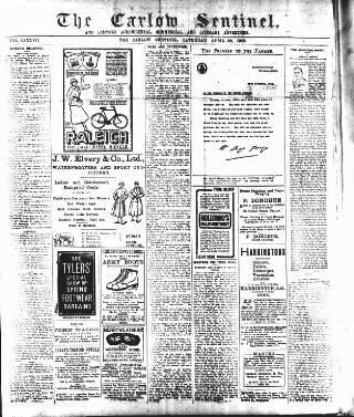 cover page of Carlow Sentinel published on April 26, 1919