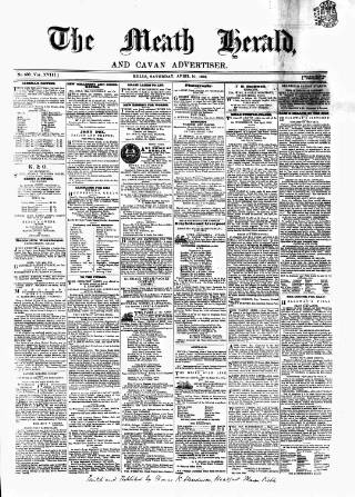 cover page of Meath Herald and Cavan Advertiser published on April 19, 1862
