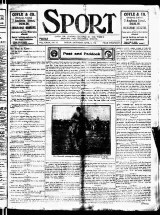 cover page of Sport (Dublin) published on April 16, 1921