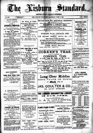 cover page of Lisburn Standard published on June 2, 1894