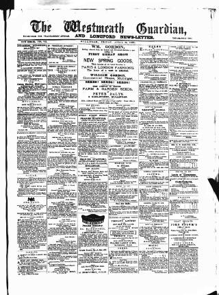 cover page of Westmeath Guardian and Longford News-Letter published on April 24, 1885
