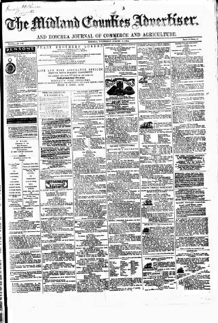 cover page of Midland Counties Advertiser published on August 13, 1862