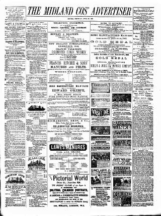 cover page of Midland Counties Advertiser published on April 26, 1883
