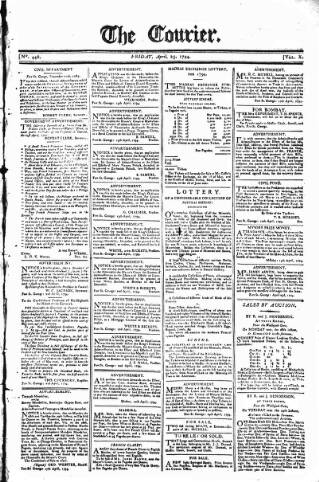 cover page of Madras Courier published on April 25, 1794