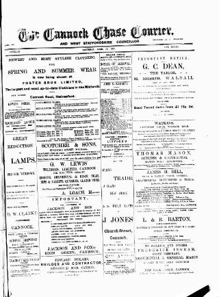 cover page of Cannock Chase Courier published on April 19, 1902