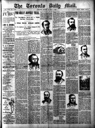 cover page of Toronto Daily Mail published on March 1, 1889