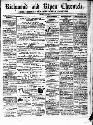 cover page of Richmond & Ripon Chronicle published on May 1, 1858