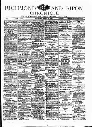 cover page of Richmond & Ripon Chronicle published on March 1, 1884