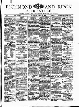 cover page of Richmond & Ripon Chronicle published on April 19, 1884