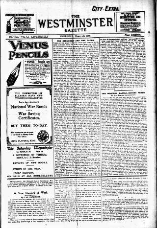 cover page of Westminster Gazette published on March 28, 1918