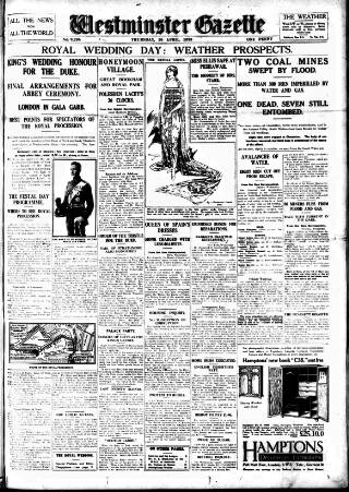 cover page of Westminster Gazette published on April 26, 1923
