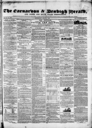 cover page of Caernarvon & Denbigh Herald published on July 4, 1846