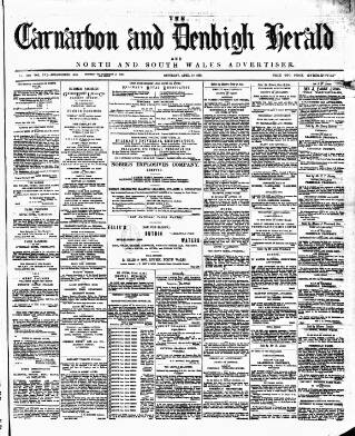 cover page of Caernarvon & Denbigh Herald published on April 25, 1885