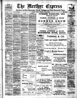 cover page of Merthyr Express published on April 26, 1902