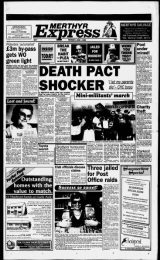 cover page of Merthyr Express published on June 1, 1989