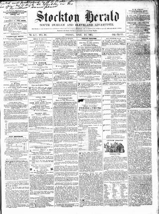 cover page of Stockton Herald, South Durham and Cleveland Advertiser published on April 26, 1861