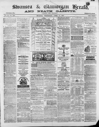 cover page of Swansea and Glamorgan Herald published on April 17, 1872