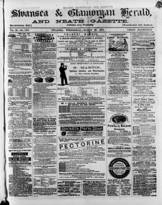 cover page of Swansea and Glamorgan Herald published on March 29, 1876