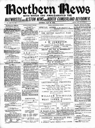 cover page of North Cumberland Reformer published on April 30, 1898