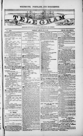 cover page of Weymouth Telegram published on April 27, 1883