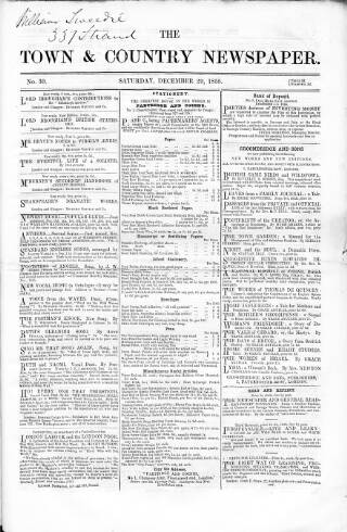 cover page of Charles Knight's Town & Country Newspaper published on December 29, 1855