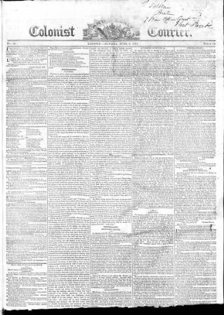 cover page of Colonist and Commercial Weekly Advertiser published on June 6, 1824