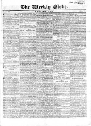 cover page of Weekly Globe published on April 18, 1824
