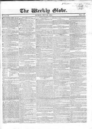 cover page of Weekly Globe published on May 23, 1824