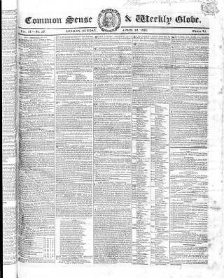 cover page of Common Sense published on April 24, 1825