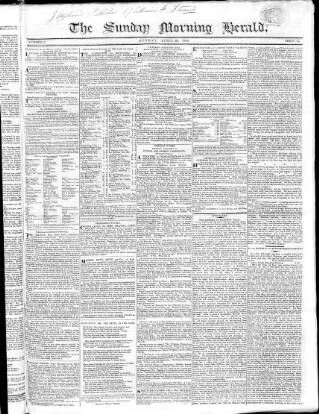 cover page of Sunday Morning Herald published on April 25, 1824