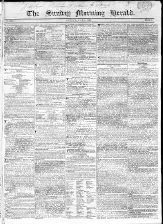 cover page of Sunday Morning Herald published on May 2, 1824