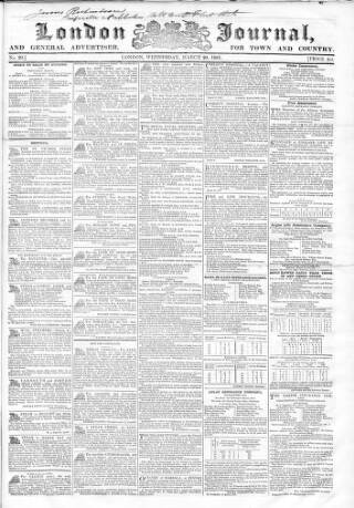 cover page of London Journal and General Advertiser for Town and Country published on March 29, 1837