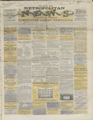 cover page of Francis's Metropolitan News published on March 5, 1859