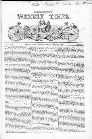 cover page of Illustrated Weekly Times published on April 15, 1843