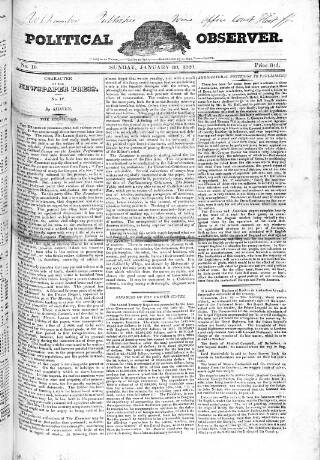 cover page of Political Observer published on January 30, 1820