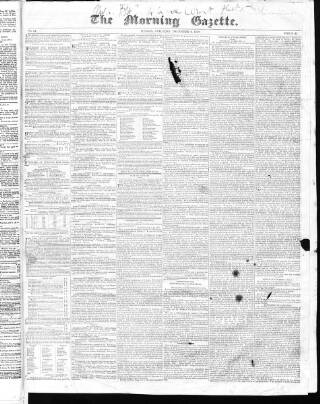 cover page of Morning Gazette published on December 2, 1837
