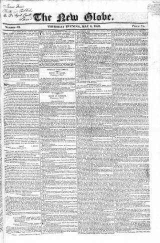 cover page of New Globe published on May 8, 1823