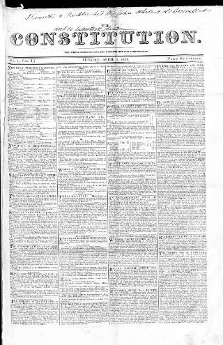 cover page of Constitution published on April 3, 1831