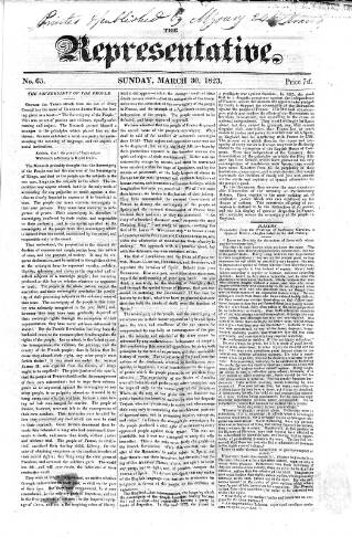 cover page of Representative 1822 published on March 30, 1823