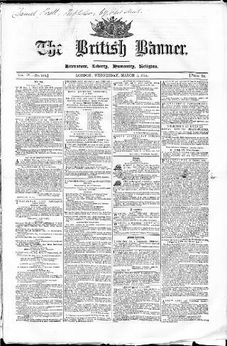 cover page of British Banner 1848 published on March 5, 1851
