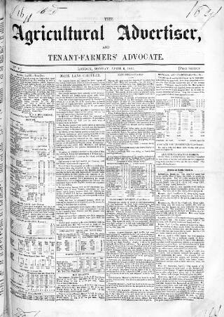 cover page of Agricultural Advertiser and Tenant-Farmers' Advocate published on April 6, 1846