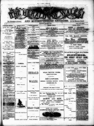 cover page of Herald of Wales published on March 29, 1884