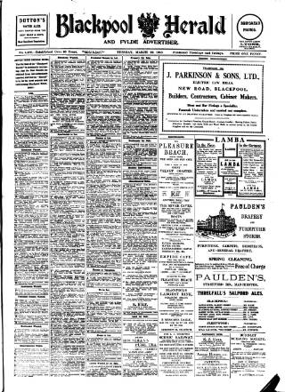 cover page of Blackpool Gazette & Herald published on March 29, 1910